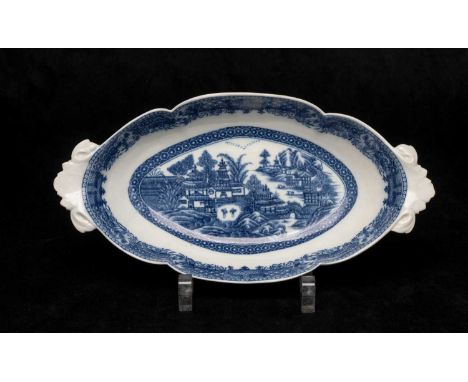 CAUGHLEY ‘NANKIN’ OVAL DESSERT DISH with shaped handles, Salopian mark, 29cms (w)Provenance: private collection Cardiff