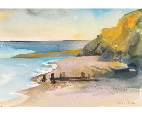 ‡ KAREN PEARCE watercolour - early morning light, Constitution Hill, Aberystwyth, signed, 25 x 36cmsProvenance: private colle