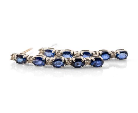 PAIR OF WHITE METAL SAPPHIRE & DIAMOND EARRINGS, 2.7gms in Prestige Jewellers boxProvenance: private collection Swansea, by f