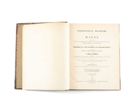 LEWIS (SAMUEL) Topographical Dictionary of Wales.., London 1833, half calf marbled paper covers, 1 vol (A-K) only, 4to (upper