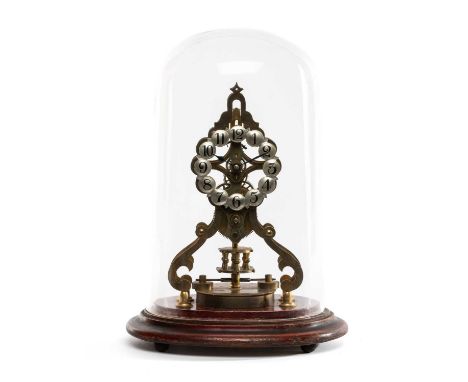 GUSTAV BECKER 400-DAY GILT BRASS TORSION SKELETON CLOCK, c. 1925, 3 1/3in. silvered chapter ring with Arabic numerals, adjust