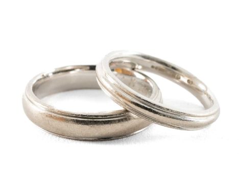 TWO SIMILAR 18CT WHITE GOLD WEDDING BANDS, 16.0gms gross (2)Provenance: private collection PembrokeshireComments: light wear 