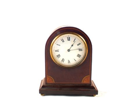 An Edwardian inlaid Mahogany mantel clock