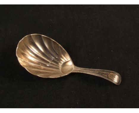 A Georgian shell shaped caddy spoon
