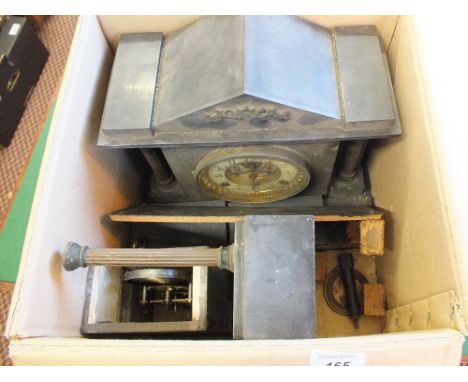A black marble mantel clock plus one other (as found)