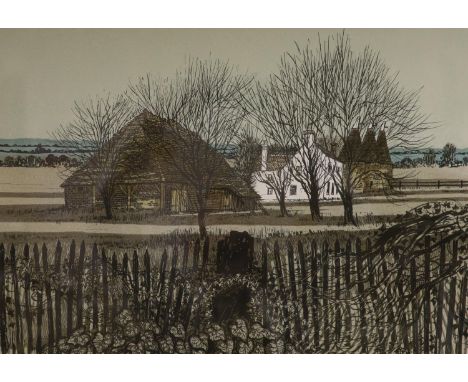   Robert Tavener (1920-2004), artist's proof lithograph signed, Old Barn and Farm near Tenterden, Kent, signed, 46 x 60cm.