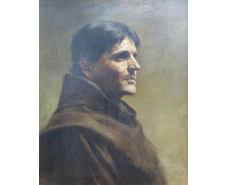   19th century English School, oil on canvas, Portrait of a monk, inscribed No.1, 51 x 42cm