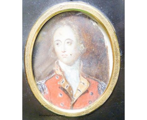  A 19th century portrait miniature, study of an officer (a.f.), together with another portrait miniature of an officer, wear
