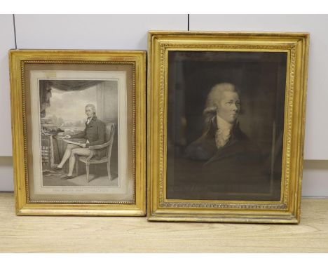   Carson after Eridge, mezzotint, portrait of William Pitt, 1801, 37 x 28cm. and another similar print, 45 x 34cm.