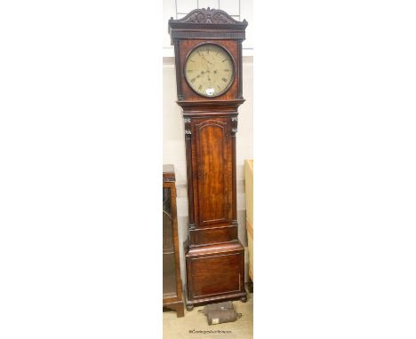   A Regency mahogany longcase clock, the circular dial marked Muirhead, Glasgow, height 206cm