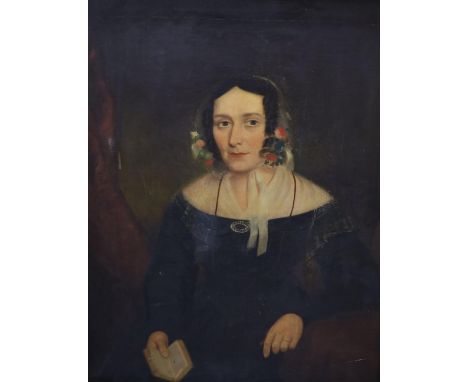   19th century English school, oil on canvas, Portrait of a lady, 90 x 70cm.