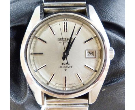   A gentleman's 1970's stainless steel King Seiko Hi-Beat chronometer automatic wrist watch, on associated strap, model 5625 