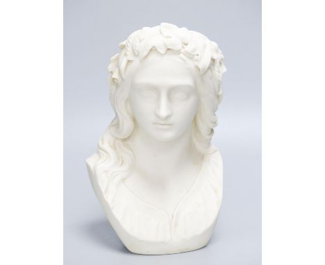   A Copeland Parian and bust of Ophelia, after W C Marshall, 23 cm high, lacking socle