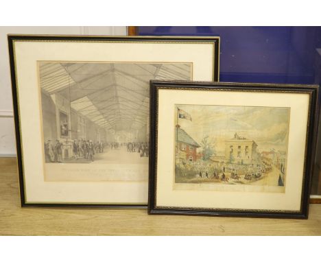   Lewes interest - Two engravings - ‘’Sketch of the visit of their most gracious majesties William and Adelaide, to the ancie