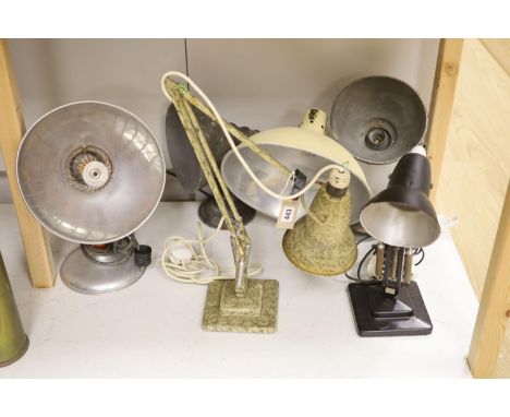   Two vintage anglepoise lamps and sundry other lamps
