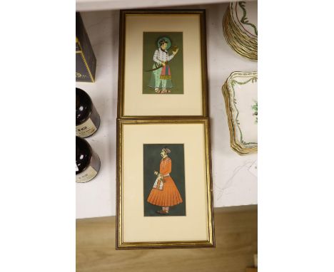   Two Mughal style portrait studies, 18 x 11cm.