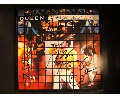 Queen LP "Live Magic" signed to cover in black marker Freddie Mercury, Brian May, Roger Taylor & John Deacon