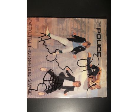 Police 7" single "Every Little Thing She Does Is Magic" signed to cover in black marker Sting, Stuart Copeland & Andy Summers
