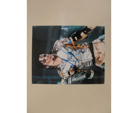 Michael Jackson photograph 10" x 8" Michael in concert signed in blue ink Michael Jackson