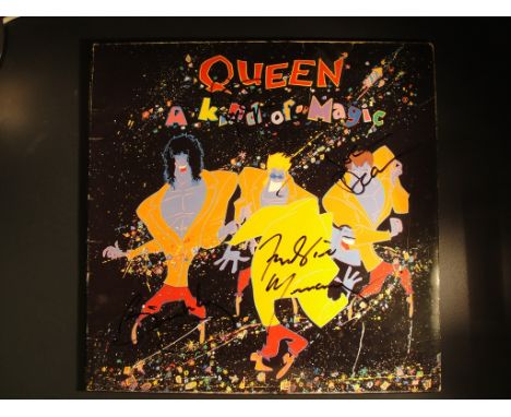 Queen LP "A Kinda Magic" signed to cover in black marker Freddie Mercury, Brian May, Roger Taylor & John Deacon
