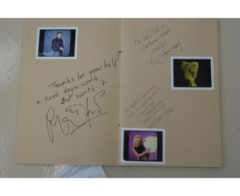 An album of autographs to inc. Caprice, Martin Kemp, Luke Goss, Bonnie Langford, Kaye Adam, Amanda Redington, Linda Lusardi, 
