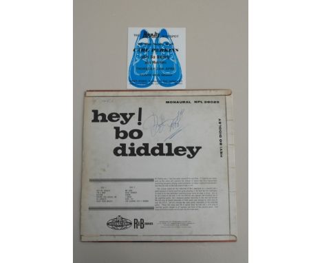 Bo Didley LP "Hey" signed to back cover Bo Didley 1978 personally signed for vendor at concert at Royality Nightspot, Winchmo