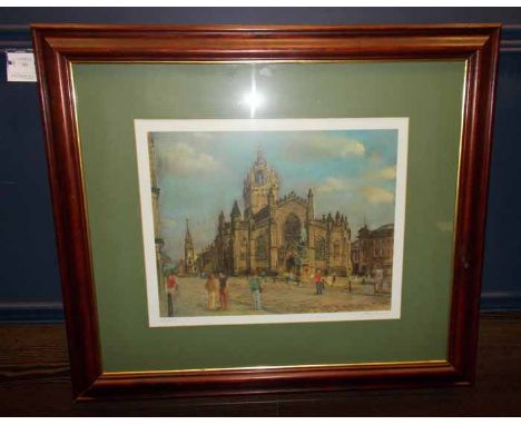 TONY ARMSTRONG
ST. GILES CATHEDRAL, EDINBURGH
signed limited edition print, in a gilt frame, image 39cm high x 49cm long
Good
