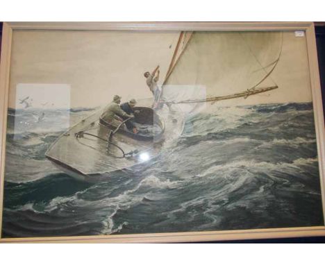 LARGE FRAMED PRINT OF A SAILING SCENE
under frame print is titled 'Gesellschaft, Berlin', framed, 129 cm long
Condition fair