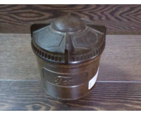 ART DECO BAKELITE TEA CADDY AND CONTENTS
including photo frame and a coin display case