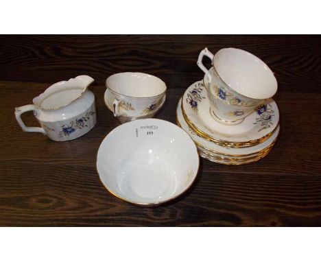 ROYAL CROWN DERBY BLUE AND GILT PART TEA SET