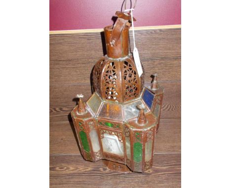 MIDDLE EASTERN STYLE GLAZED LAMP
of octagonal shape, with electric fittings, 50cm high
Good condition