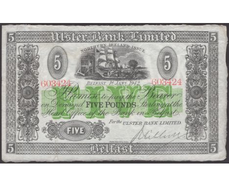 Ulster Bank Limited, £5, 1 January 1942, serial number 603424, manuscript Williams signature, original good very fine, a nice