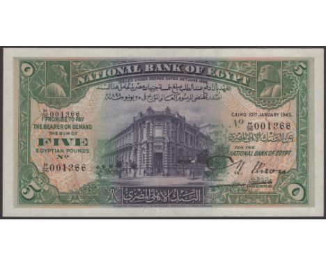 National Bank of Egypt, £5, 30 September 1938, serial number M/96 001366, Nixon Signature, pressed about extremely fine  TBB 