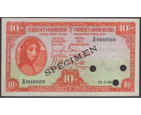 Currency Commission, Irish Free State, specimen 10 Shillings, 13 May 2006 (10 September 1928), serial number A/01 000000, Bre