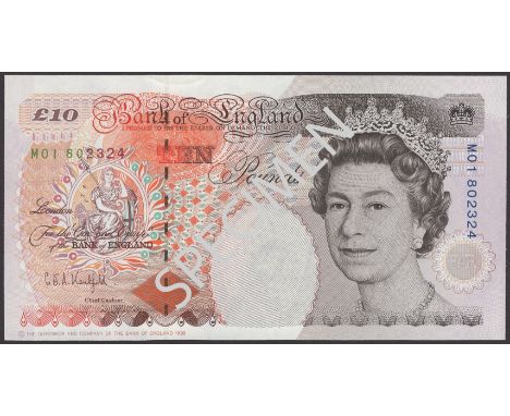 Bank of England, Graham E. A. Kentfield, replacement £10, 1992, serial number M01 802324, about uncirculated to uncirculated,