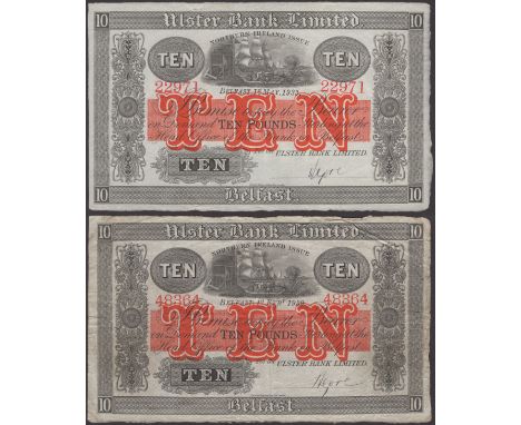 Ulster Bank Limited, £10 (2), 1 May 1933 and 1 February 1939, serial number 22971 and 48364, both with manuscript Gore signat
