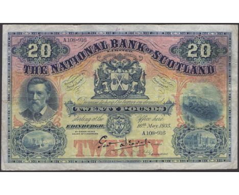 National Bank of Scotland Limited, £20, 16 May 1935, serial number A108-916, Drever signature, and one manuscript signature, 