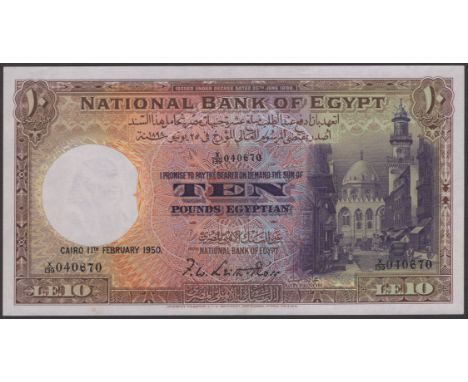 National Bank of Egypt, £10, 8 June 1948, serial number X/139 040670, Leith-Ross signature, visible embossing across the note