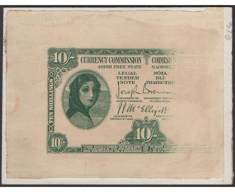 Currency Commission, Irish Free State, partial die proof printed in green for 10 Shillings, ND (1928), Brennan and McElligott