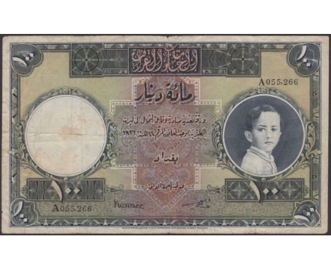 Government of Iraq, 100 Dinars, ND (1942), serial number A055,266, Kennet and Amin signatures, some very light staining, some