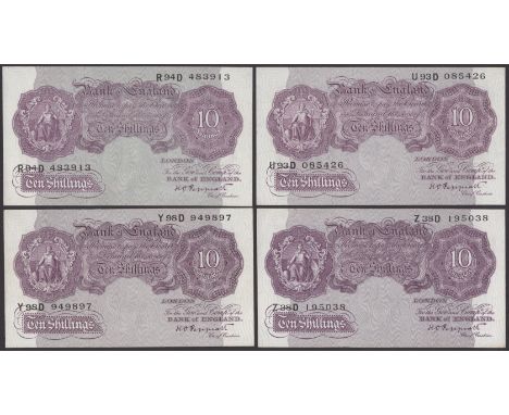 Bank of England, Kenneth O. Peppiatt, 10 Shillings (4), 2 April 1940, prefixes R94D, U93D, Y98D and Z38D, first two lightly p