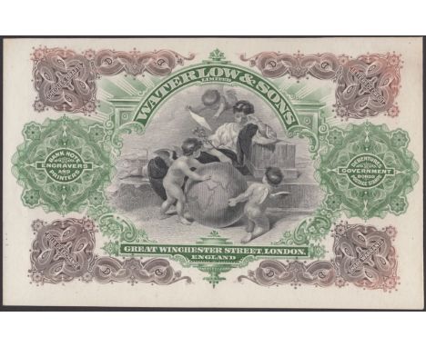 Waterlow & Sons, a note advertising their services in engraving and printing banknotes, cheques, drafts, bills of exchange, l