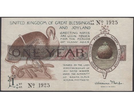 United Kingdom of Great Blessings and Joyland, an entirely hand painted Christmas and New Year card in the likeness of a Trea