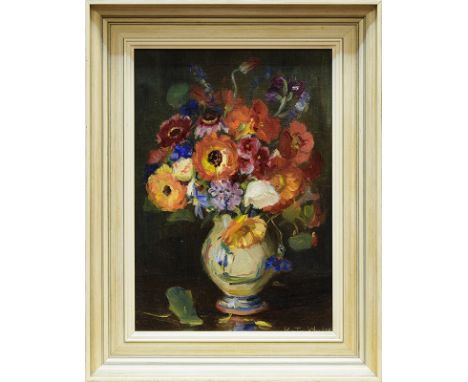 KATE WYLIE (SCOTTISH 1877 - 1941),ANEMONESoil on canvas, signed35cm x 25cmFramedLabel verso: T&R ANNAN and original purchase 