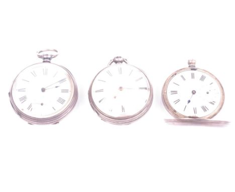 Three silver cased pocket watches, comprising; D Cambria London, no.90, a Victorian fusee lever open face pocket watch, in an