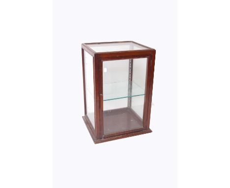 A Victorian counter top all round glazed display cabinet, single shelf, back opening. 62cm high, 44cm wide, 40cm deep *PLEASE