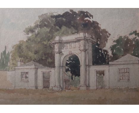 John Frye Bourne (1912-1991)Gatehouse to an English country houseWatercolour23 x 33cm After Carl HisloeChildren in an interio