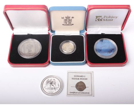 Collection of coins; Isle of Man 2016 (silver 1oz) one angel coin, South Georgian 'Blue Whale' 2013 two pound coin, 2003 silv