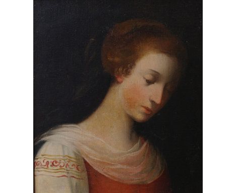 English School Portrait of a ladyOil on canvasUnsigned42 x 37cm  