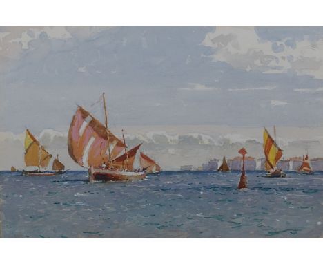 Norman Wilkinson (1878-1971)Venetian fishing boats leaving portWatercolourSigned35 x 50cmProvenance: J L W Bird Spring Exhibi